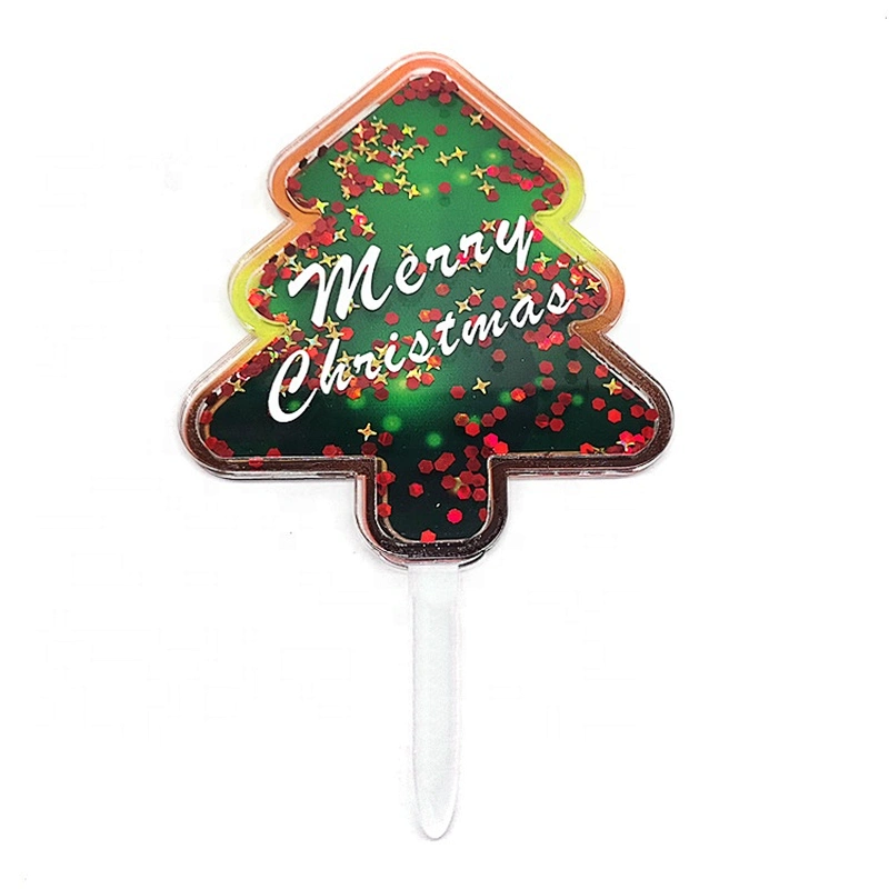 New Arrival Bling Bling Glitter Christmas tree  Acrylic Cake Topper