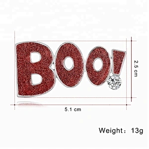 Black,Red,White  BOO! Glitter Enamel Halloween Brooch Pin