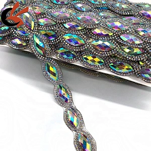 2021 Newest Clear AB crystal iron on trimming hot fix rhinestone tape trimming for Carnival