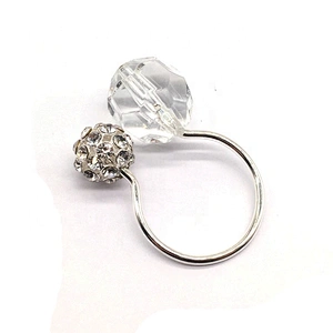 New Arrival Silver Steel Wire Round Metal Crystal Wedding Napkin Ring For Wedding Party Napkin in bulk
