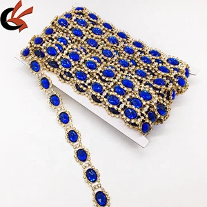 Various colors in stock long crystal bluk rhinestone beads trims colored rhinestone trimming edging chain