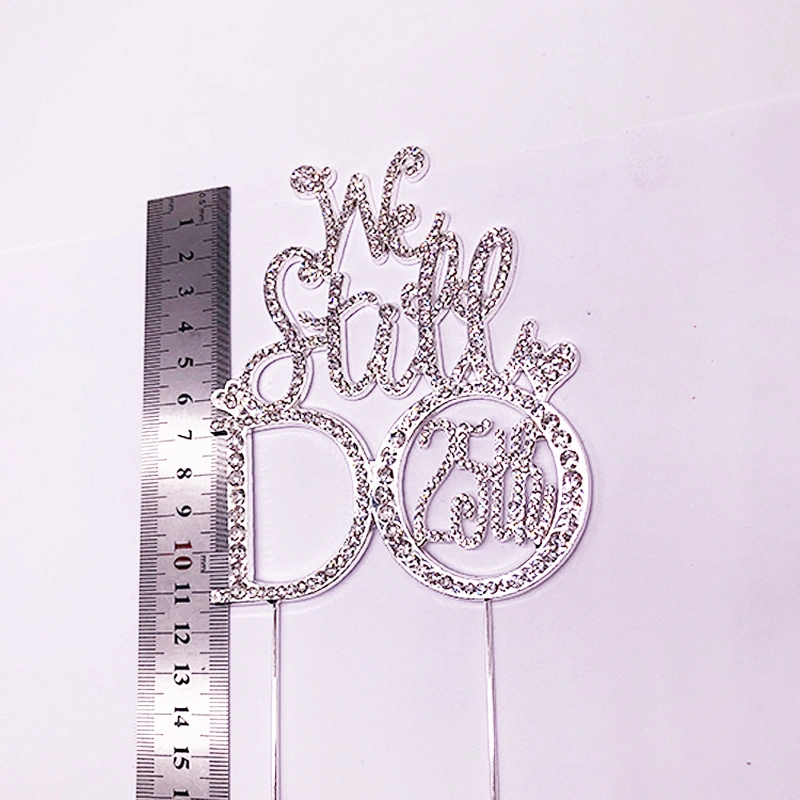 Amazon popular styles Anniversary cake decoration accessories rhinestone cake topper