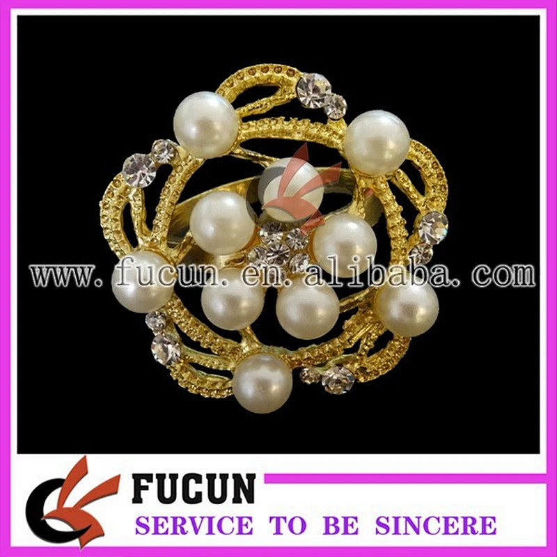 bulk gold plated wholesale pearl napkin ring wedding decoration