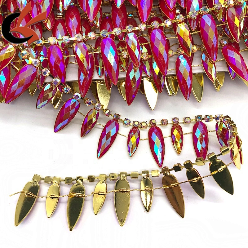 New fashion sparkling hot pink AB resin rhinestone trim for garment
