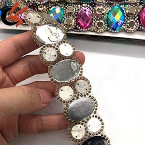 Customization fashion style heat transfer rhinestone chain trim hot fix tape trimming