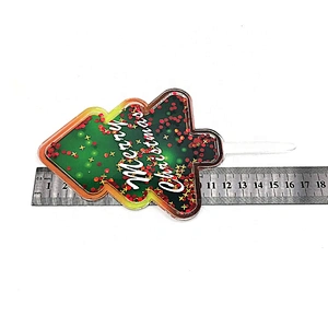 New Arrival Bling Bling Glitter Christmas tree  Acrylic Cake Topper