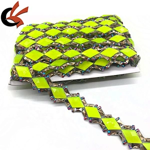 Fluorescent green hot fix rhinestone trimming iron on crystal tape