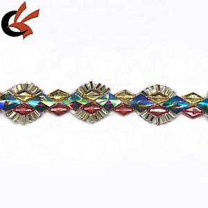 Costume decoration trims iron on rhinestone diamante chain trimming