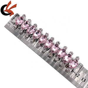 Fashion Pink glass bead crystal bikini connector for swimwear suite