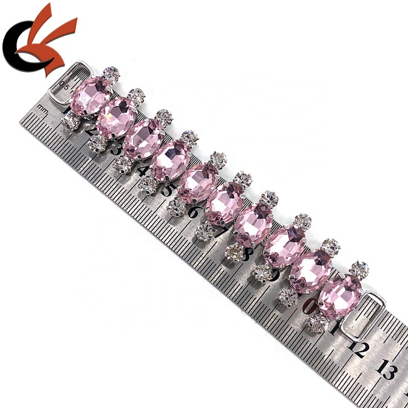 Fashion Pink glass bead crystal bikini connector for swimwear suite