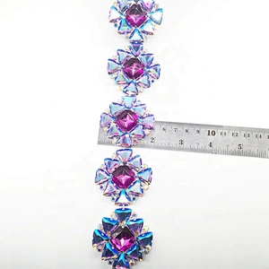 2020 Wholesale custom flashing violet ab resin rhinestone chain trimming for costume decoration