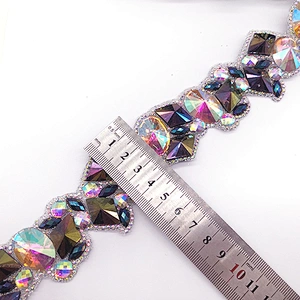 China supplier of Carnival costumes colorful iron on resin rhinestone trimming