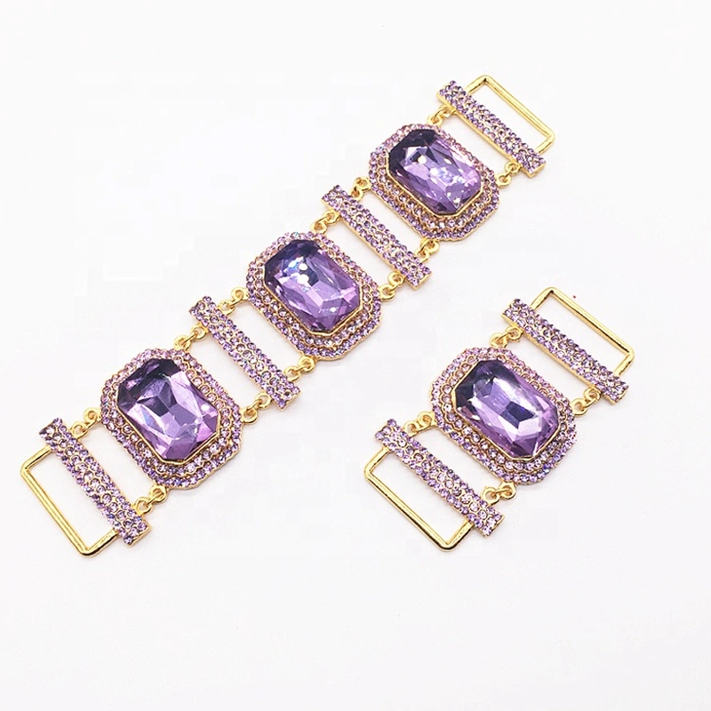 Fashion Diamante Full Crystal Big Lavender Jewelry Rhinestone Bikini Sets Top & Hip Swimwear Connector