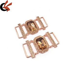 Factory customize swim suits accessories rose gold jewelry beach style rhinestone bikini connectors