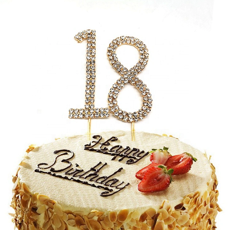 6cm Birthday Party Clear Rhinestone Diamante Number Cake Topper