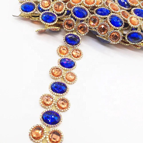 Newest Fashion women wholesale colorful rhinestone jewelry body chain trims for dress