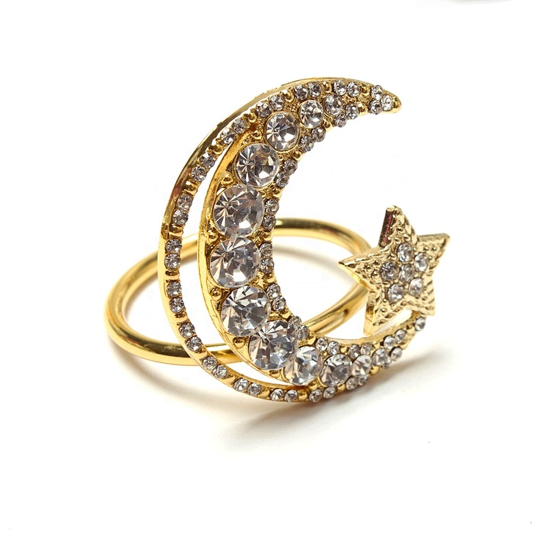 Fashion Korean style wedding supplies shiny diamond romantic moon crystal wedding napkin ring