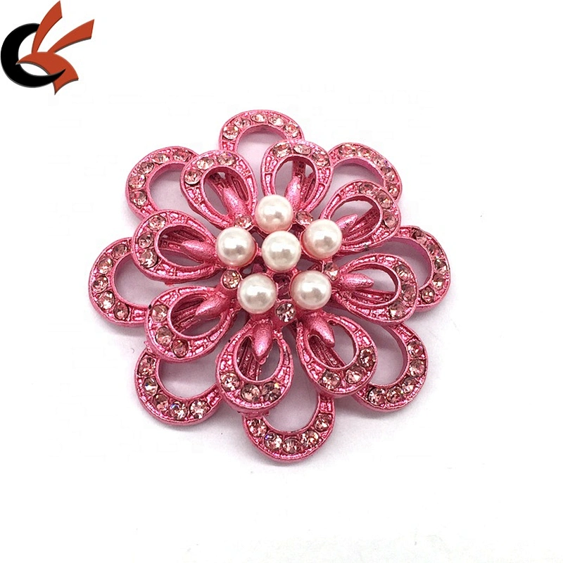 DIY Making Colored Metal Setting Imitated Pearl Rhinestone Crystal Flower Brooches Pins Wedding Bouquet Brooches