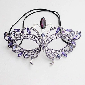 Mesmerizing Marquise party mask Crystal Rhinestone Masquerade Venetian Mardi Gras Party Mask with Satin Tie Back