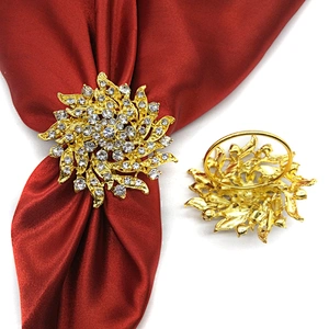 Napkin ring Manufacturer Gold Metal Crystal butterfly Rhinestone Napkin Ring