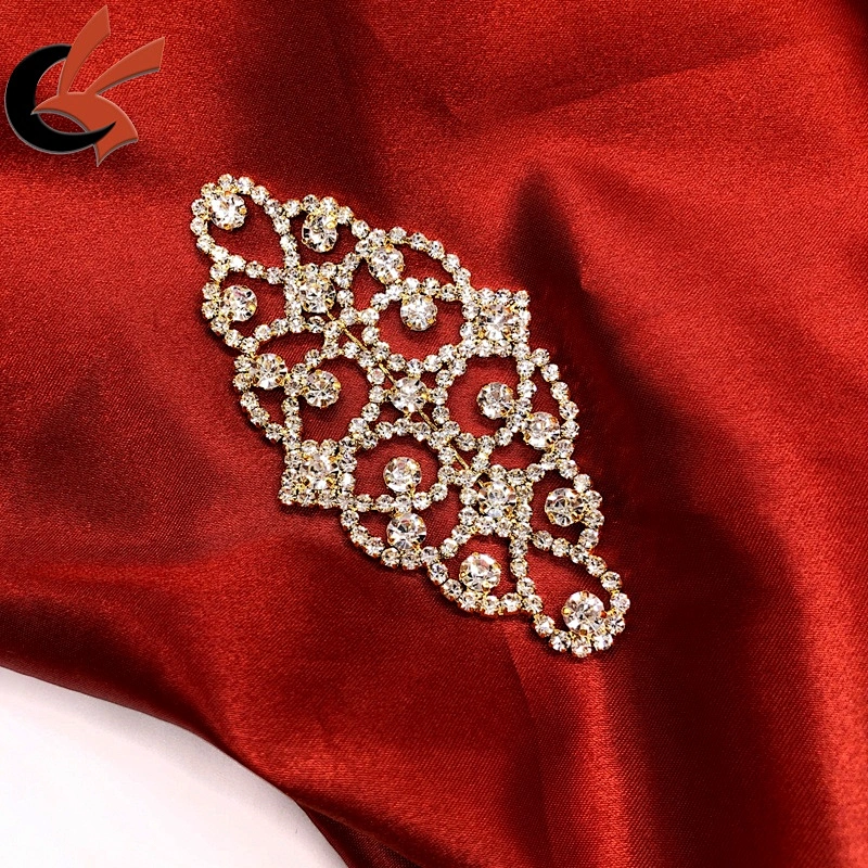 Gold clear crystal rhinestone appliques
