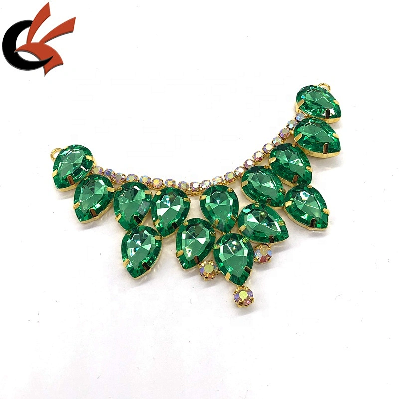 Factory Making New Design Green Rhinestone Bikini Connectors Rhinestone Metal Chain Connector