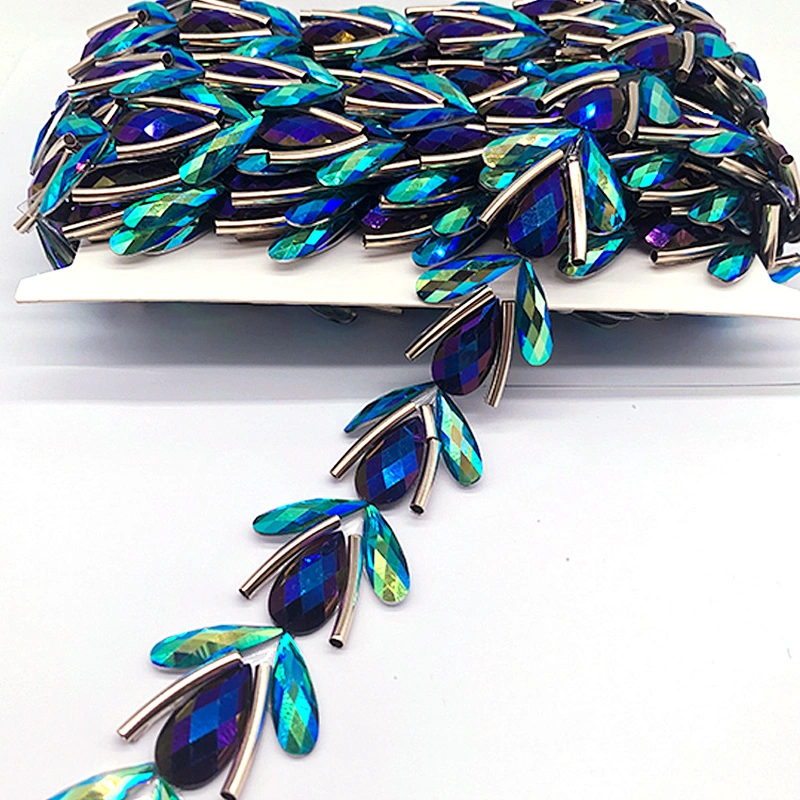 Wholesale Hot fix  sew on wedding bridal bead trim for wedding dress