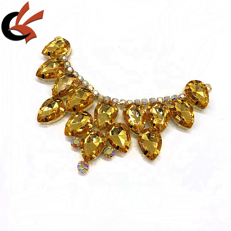 NPC IFBB Competition Luxury yellow gold crystal Bikini swimwear suits rhinestone Connectors
