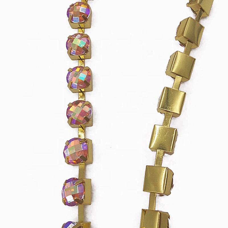 Factory Custom Sewing Claw Chain SS38 AB Resin rhinestone trimming for dress