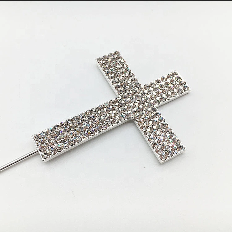 2020 fashion Small Rhinestone Cross Baptism Christening Communion Cake Topper