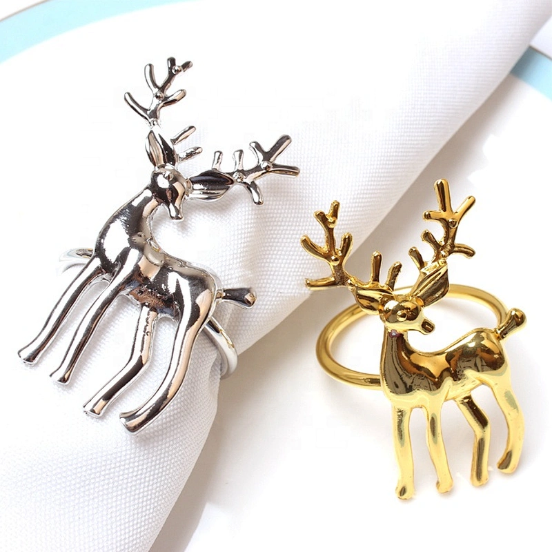 Gold Steel Metal Setting Deer Napkin Ring for Christmas Dinning Table  Wedding Dinner Family Gatherings