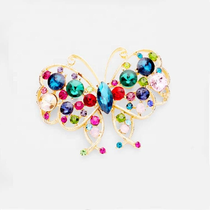 shinny cheap crystal rhinestone butterfly brooch for women