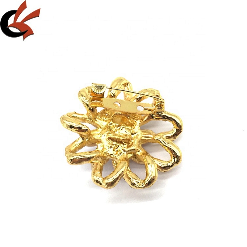 Korean high grade fashion women flower lapel pin magnetic rhinestone crystal pearl flower brooch pin