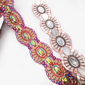 2020 New Product Wholesale Decorative Carnival Costume Hot Fix Transfer Rhinestone Applique Tape Trims