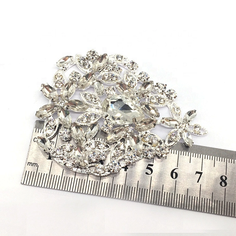 Wholesale Wedding Gown Bridal Sash Evening Wear Diamond Non Hot Fix Design Patch Flower Rhinestone Applique