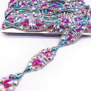 Iron on Stretch  Crystal Rhinestone Banding Trimming For dancing dress clothing