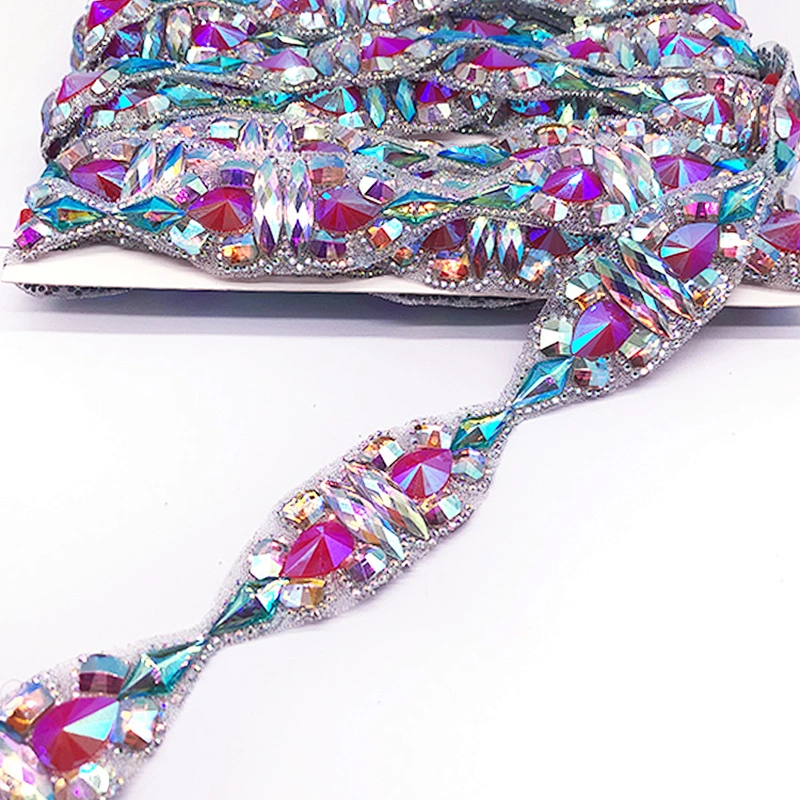 Iron on Stretch  Crystal Rhinestone Banding Trimming For dancing dress clothing