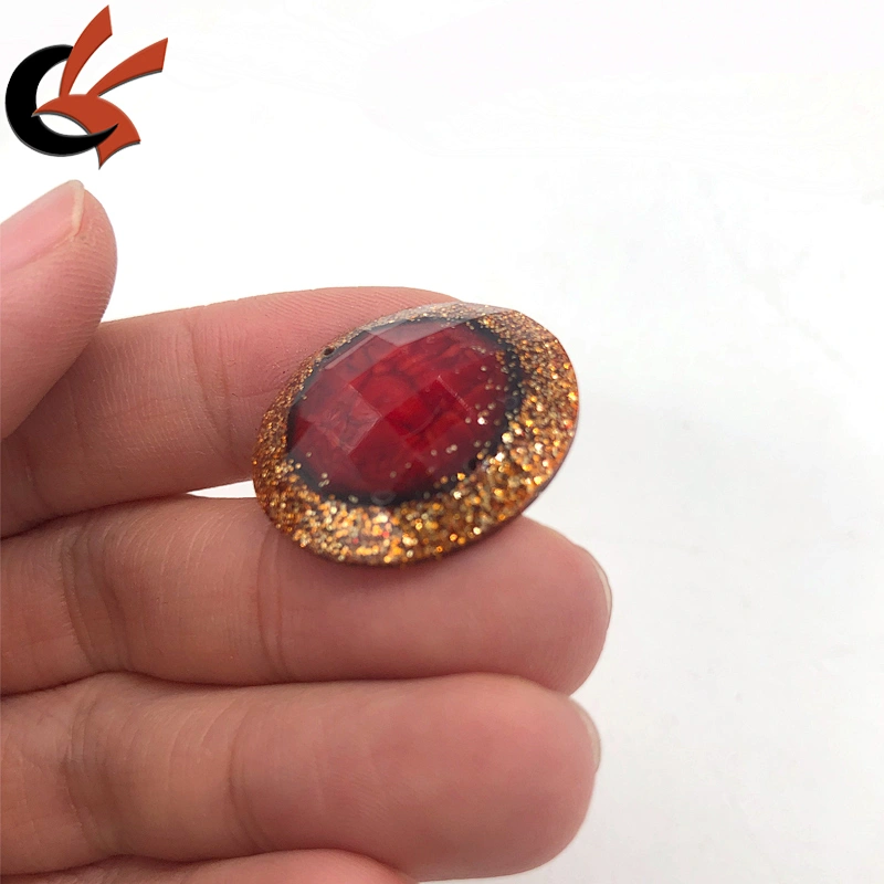 unique style round shape red with gold glitter decorate resin rhinestones