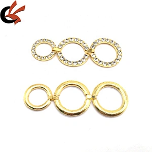 Guangzhou Custom in bulk gold metal rhinestone swimwear connector women shoes bikini buckle