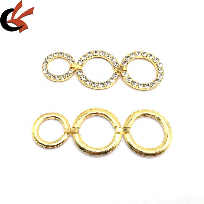 Guangzhou Custom in bulk gold metal rhinestone swimwear connector women shoes bikini buckle
