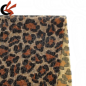 New arrive products hot fix sexy leopard print sheet rhinestone motif mesh for handbag and shoe