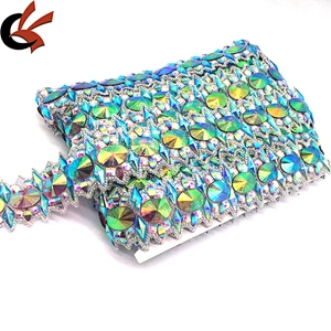 Hot fix rhinestone colors ab crystal resin beaded banding trims for garment accessories