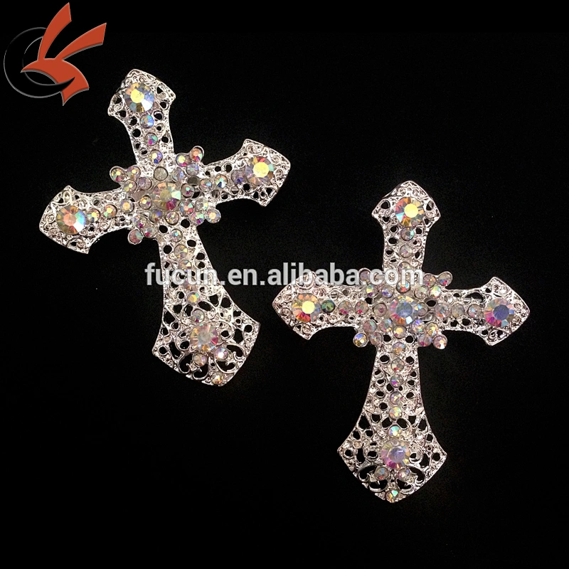 Vintage Rhinestone Christian Cross Brooch or Pin