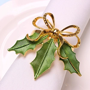 Fashion delicate serviette metal leaf napkin ring for easter Christmas party dinner table decor