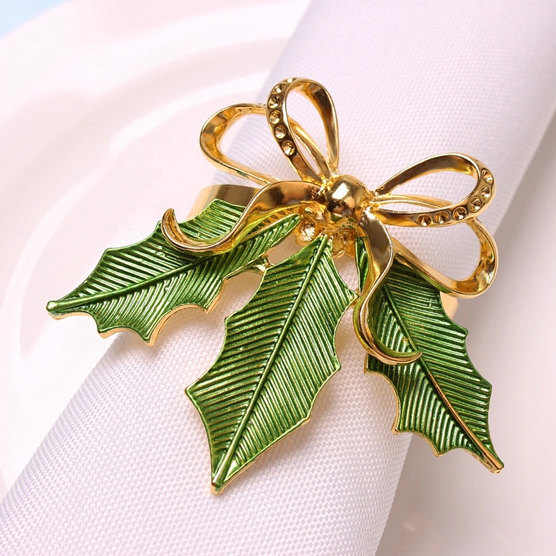 Fashion delicate serviette metal leaf napkin ring for easter Christmas party dinner table decor