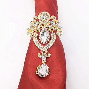 Custom Rhinestone Folding Design Gold Plated Elegant Crystal Jewelry Rhinestone Napkin Ring