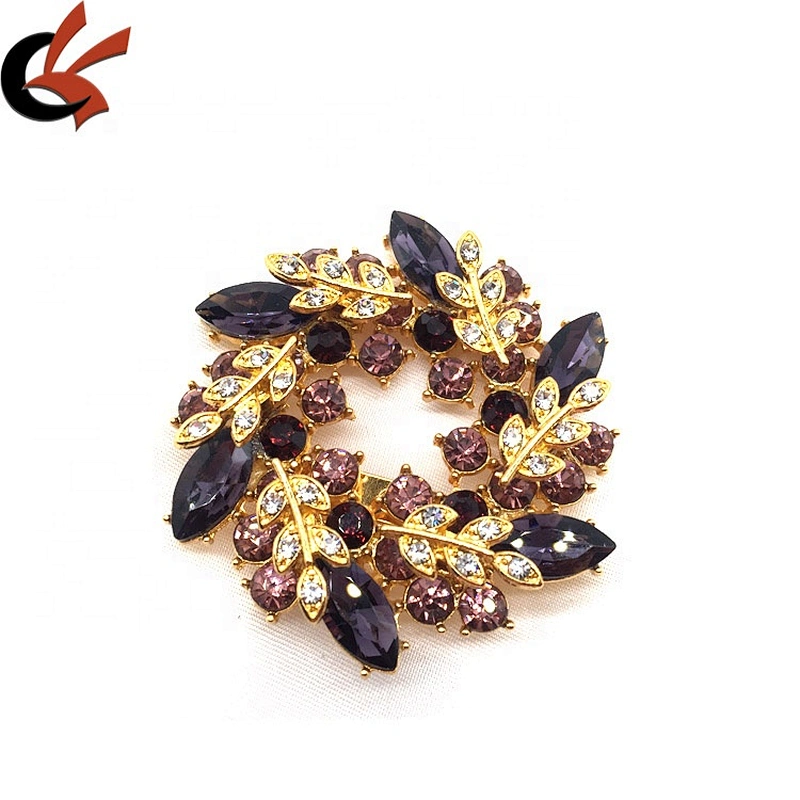 Customize metal gold plating flower hijab luxury accessory diy magnet men brooch pins