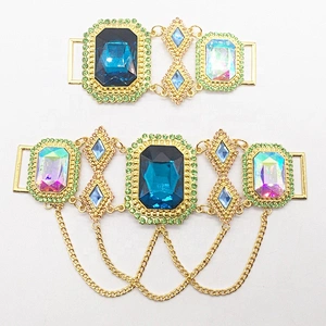 New Arrivals Fashion Women Sexy Crystal Square Metal Bikini Swimwear Two Pieces Sets Rhinestone Connector