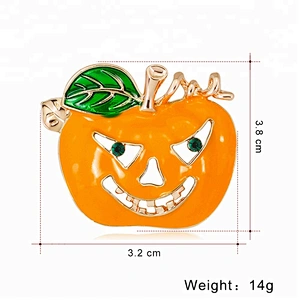 Fall Autumn Burnt Orange Enamel Rhinestone Halloween Pumpkin Pin Brooch