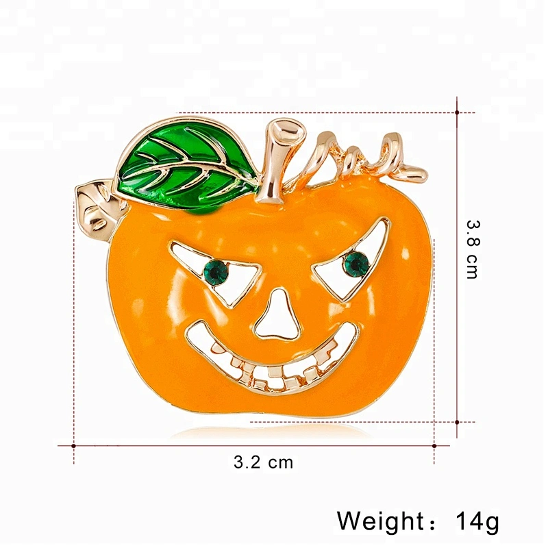 Fall Autumn Burnt Orange Enamel Rhinestone Halloween Pumpkin Pin Brooch